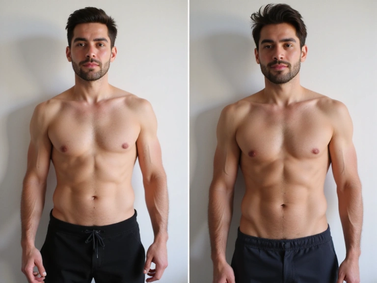 Before and after transformation of a client focused on fitness